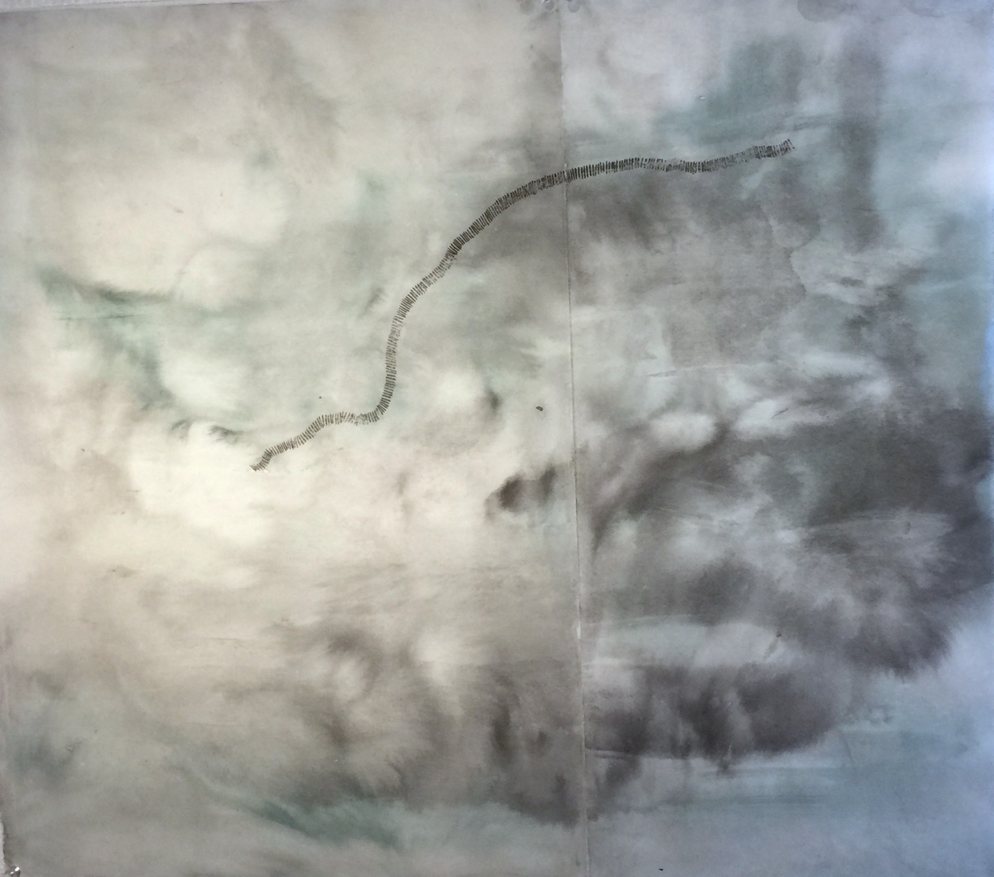 A Kind of Path 細道の一つ　　　　72 X 83 cm Sumi ink,water colour, 墨、水彩絵具、2018, 2021